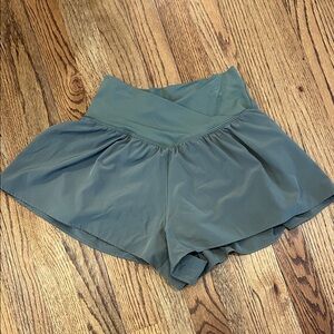 High-Waist Olive Green Offline by Aerie Real Me Crossover Shorts
